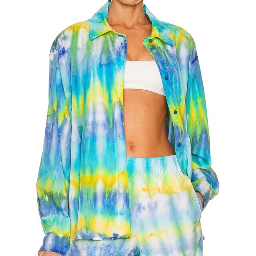 Cotton Citizen Tie-Dye Shirt in Blue, Yellow & Green